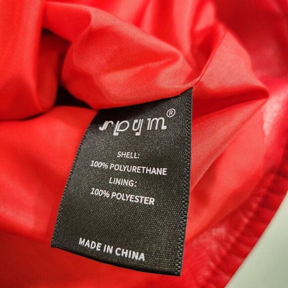 SPYM Faux Leather Moto Jacket Red Size Medium NWT - Picture 11 of 12